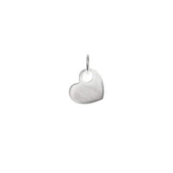 Silver Offset Heart Matte Charm