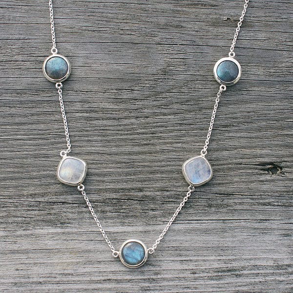 Heredia Rainbow Moonstone and Labradorite Necklace