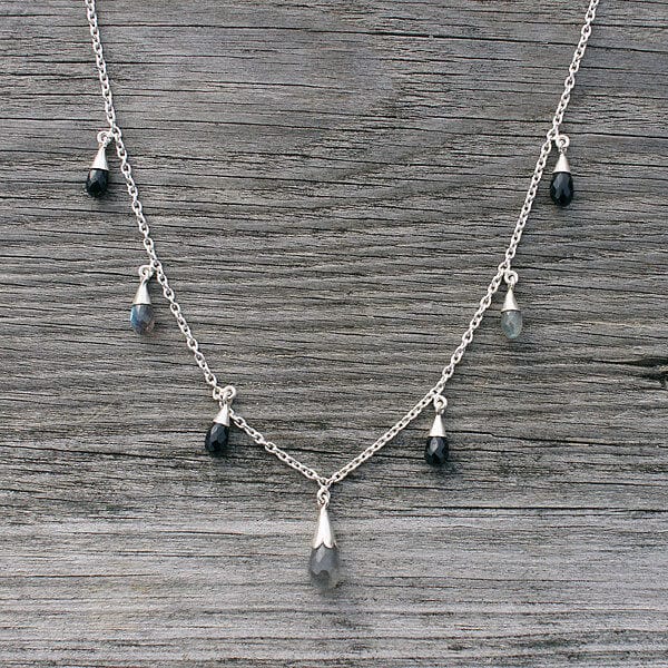 Grasse Sterling Silver Necklace with Labradorite and Onyx