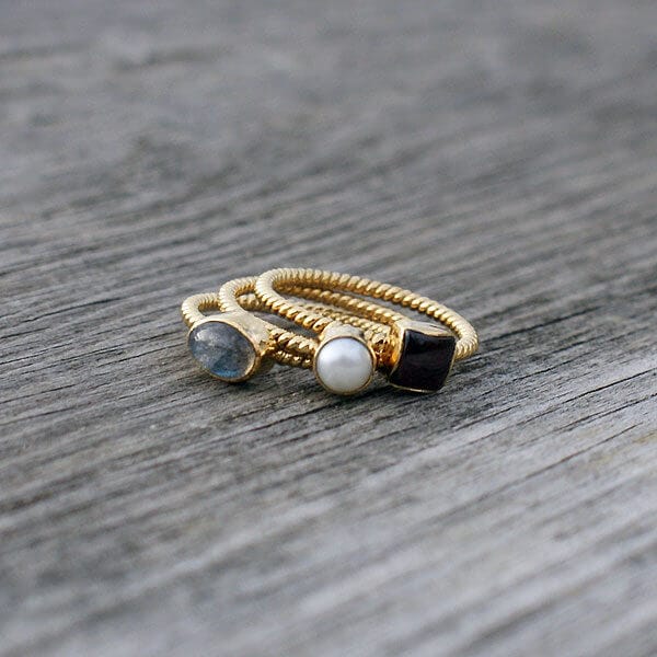 Alicante Pearl and Gold Vermeil Stack Rings