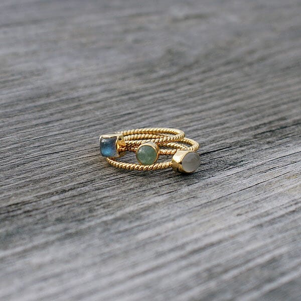 Alicante Labradorite and Gold Vermeil Stack Rings