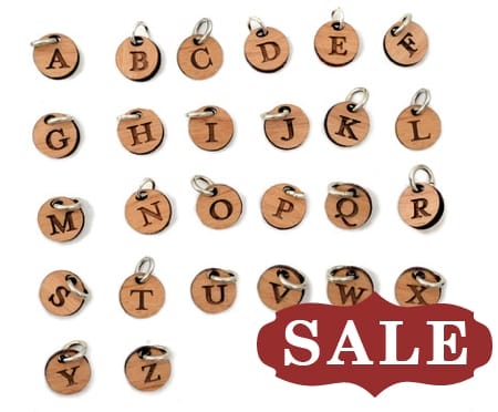 Wooden Circle Initial Charms