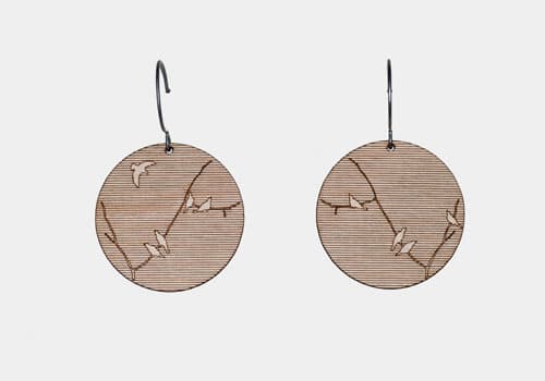 Wood Bird Earrings