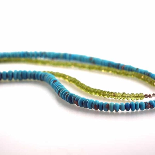 Turquiose and Peridot Strand Necklace