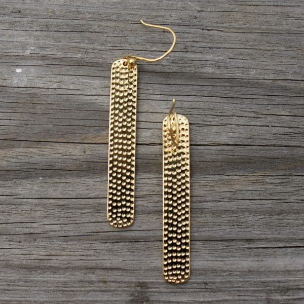 Gold Long Textured Earrings