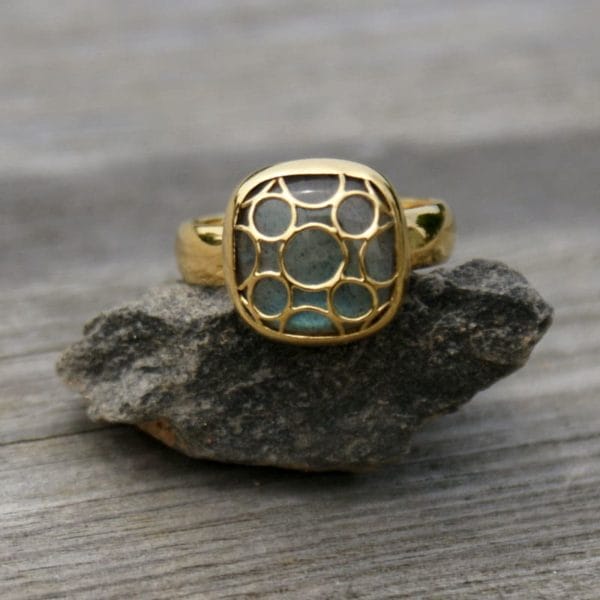 Square Labradorite Cage Ring