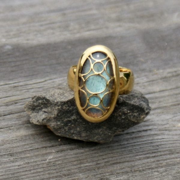 Oval Labradorite Cage Ring