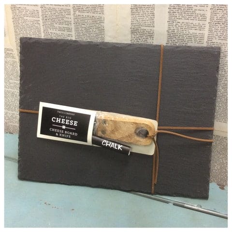Slate Cheeseboard, Wood Knife & Chalk Set