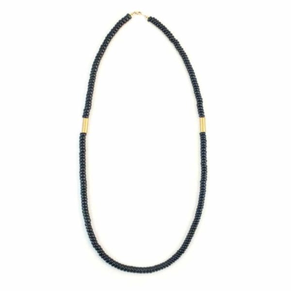 Black Wood Brass Necklace