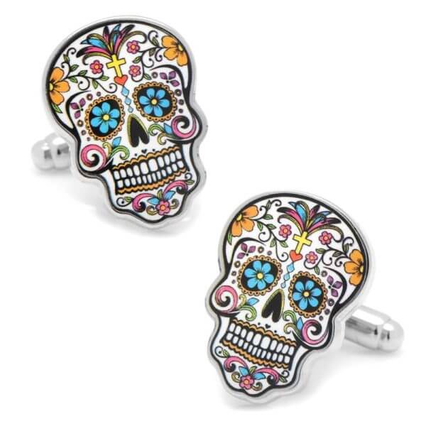 day of the dead enamel cufflinks