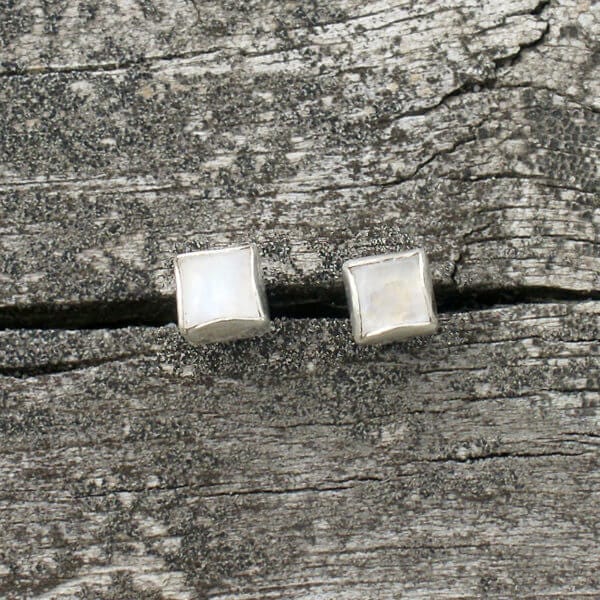 Rainbow Moonstone Stud Earrings