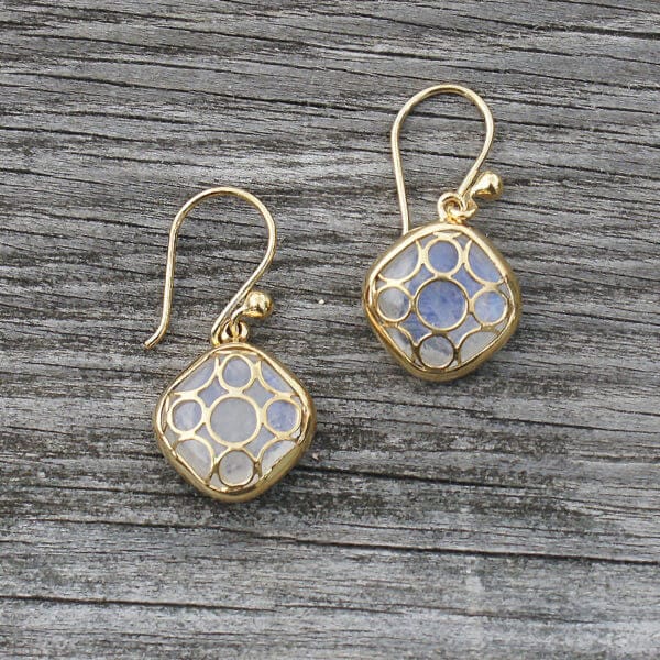 Gold Vermeil & Rainbow Moonstone Caged Earrings
