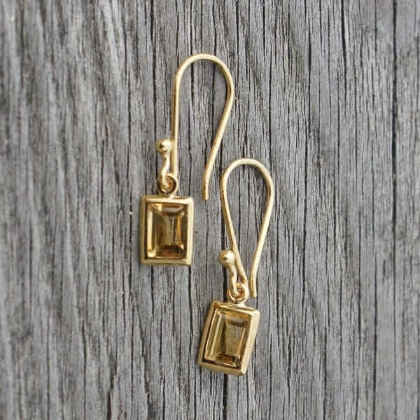 Small Rectangle Gold Vermeil & Citrine Earrings