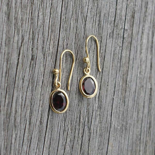 Small Oval Gold Vermeil & Garnet Earrings