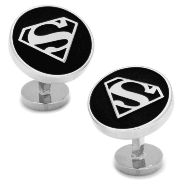 Round Black Superman Shield Cufflinks