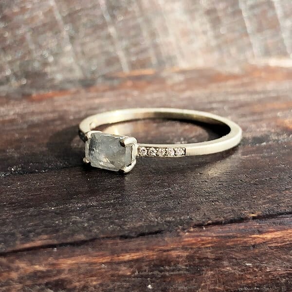 Jennifer Dawes Delicate and Bold White Gold Opaque Diamond Ring