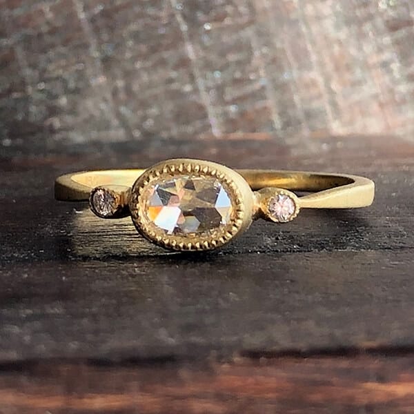 Jennifer Dawes Delicate and Bold Oval White Diamond Ring