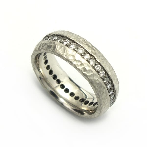 Platinum Hammered Eternity Band