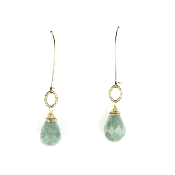 Green Quartz Stone Drop Earrings