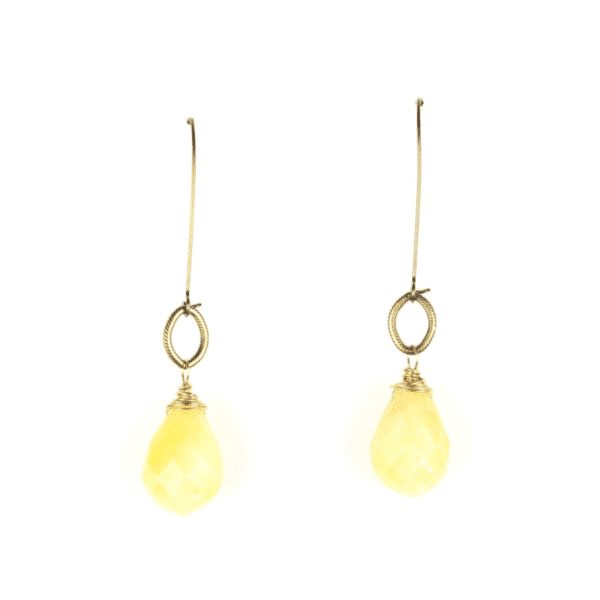 Yellow Jade Stone Drop Earrings