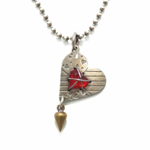 Etched Heart with Crystal Necklace