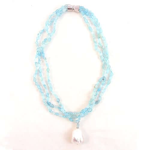 Aquamarine and Freshwater Pearl Necklace