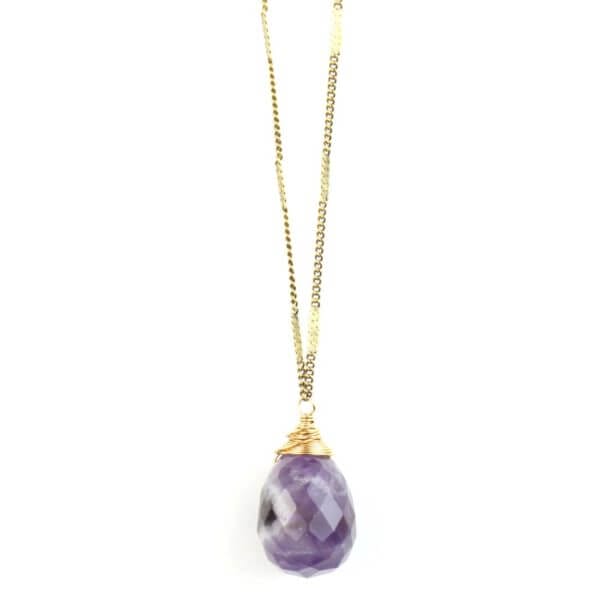 Dog Tooth Amethyst Stone Drop Necklace