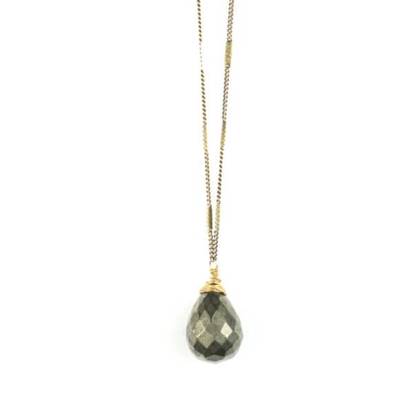 Pyrite Stone Drop Necklace