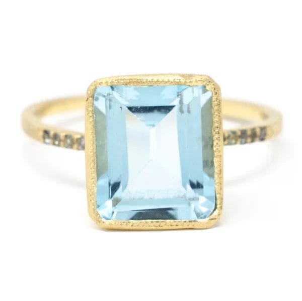 Blue Topaz Pave Cocktail Ring