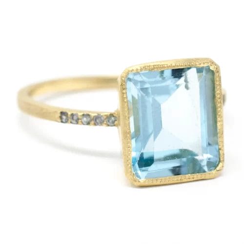 Blue Topaz Pave Cocktail Ring