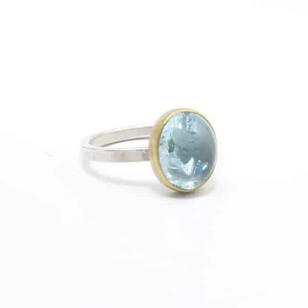 Aqua Oval Cabochon RIng