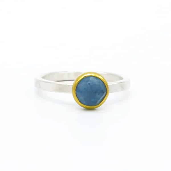 Aqua Round Rose Cut Ring