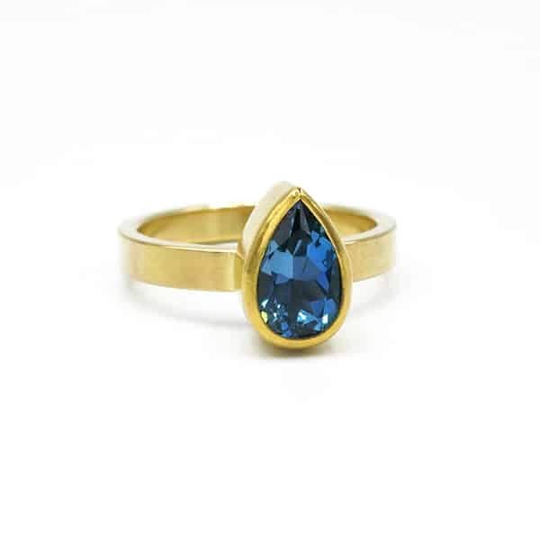 Aquamarine Teardrop Ring