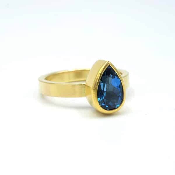 Aquamarine Teardrop Ring