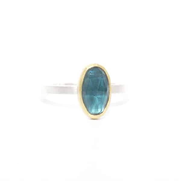 Blue Tourmaline Oval Rose Cut