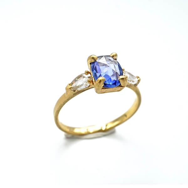 Faceted Blue Sapphire Ring