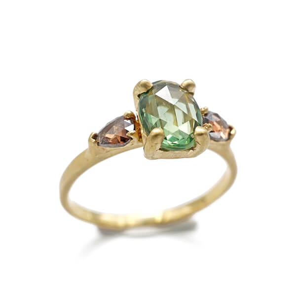 Faceted Green Sapphire Ring