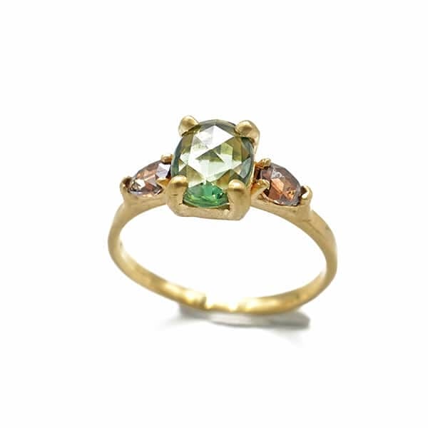 Faceted Green Sapphire Ring