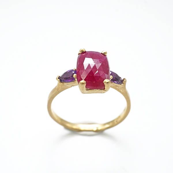 Faceted Ruby Sapphire Ring