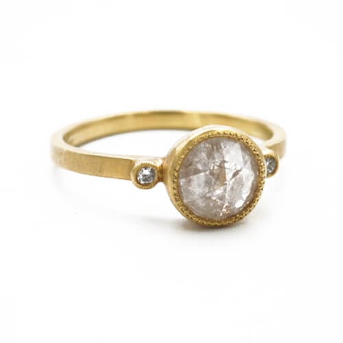 Round Amber Raised Bezel Ring Round Amber Raised Bezel Ring