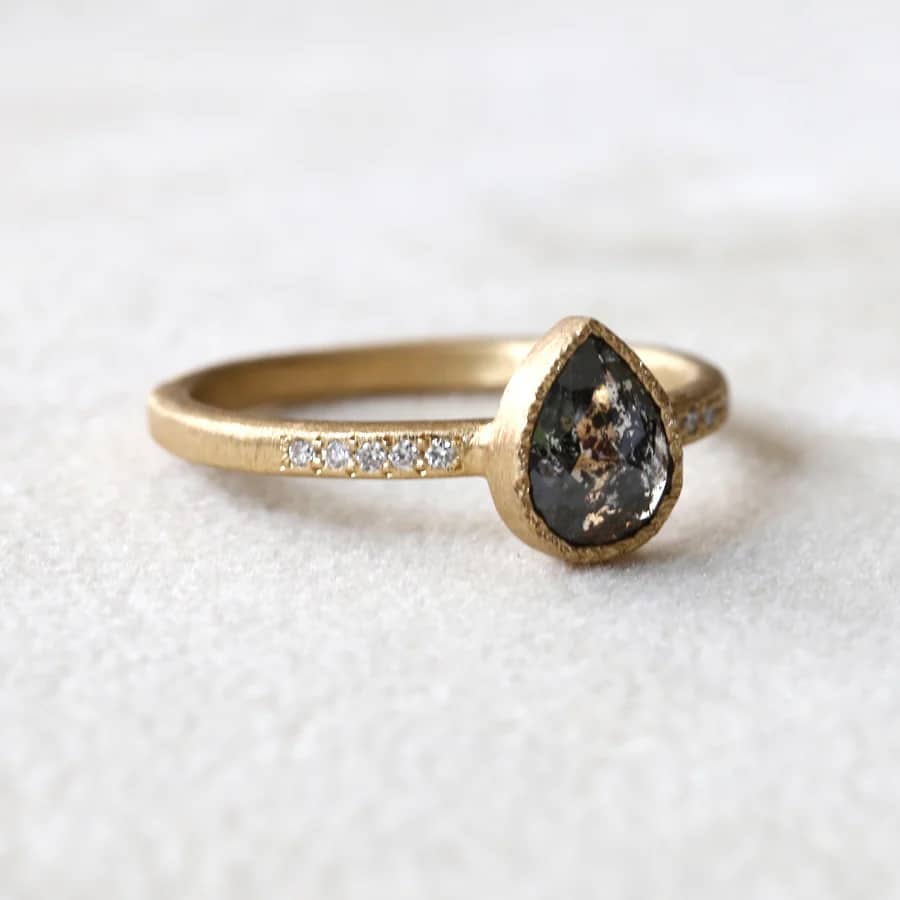 Black Diamond Pear Ring by Yasuko Azuma