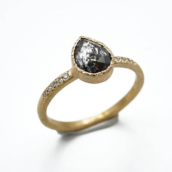 Black Diamond Pear Ring by Yasuko Azuma