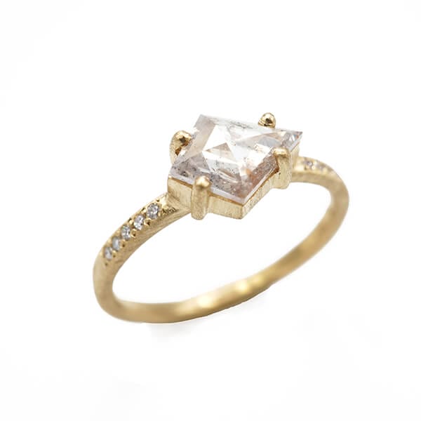 Grey Diamond Shield Ring by Yasuko Azuma